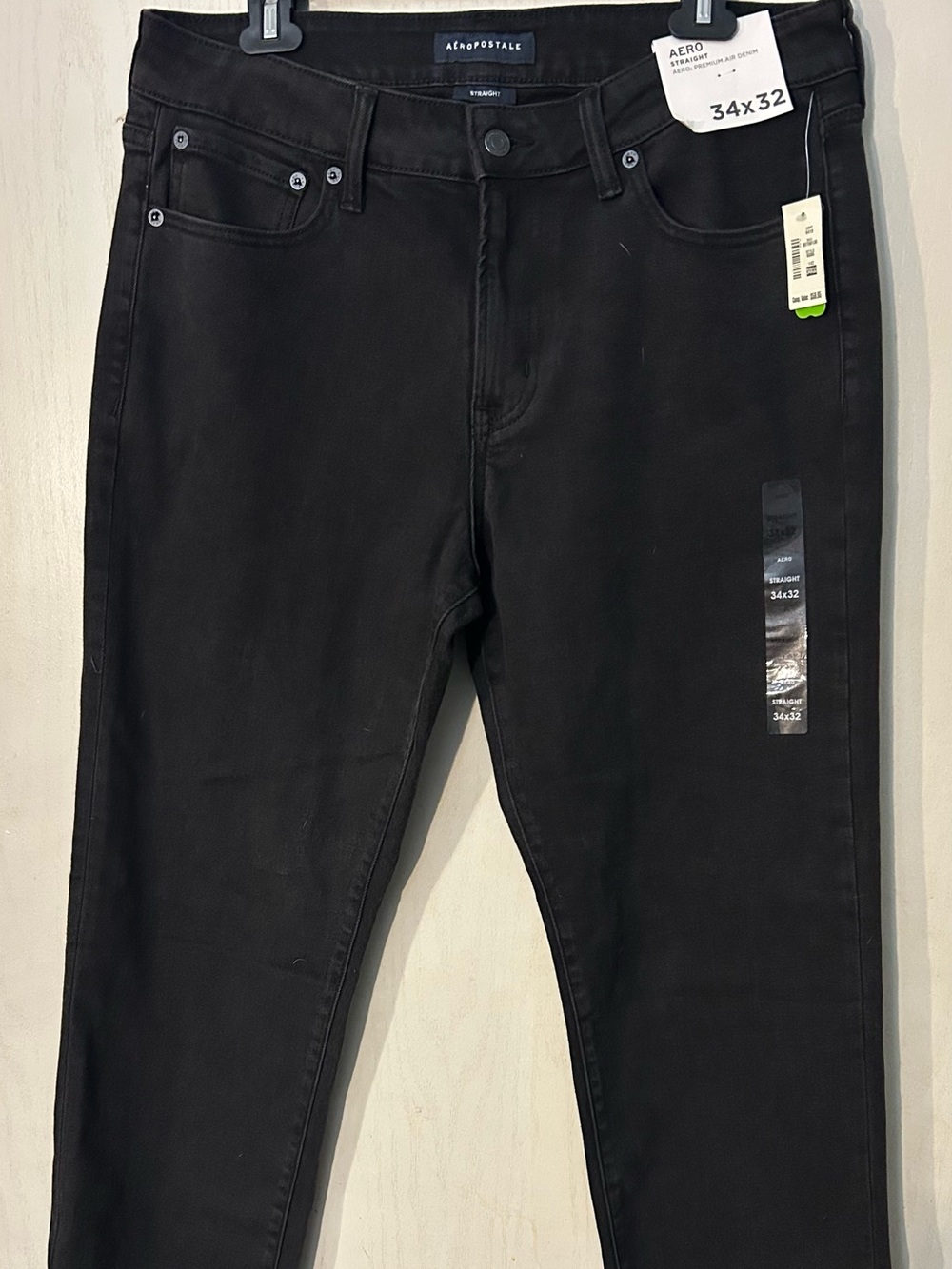 Aéropostale Men’s Aero Straight Jeans 34x32 Black NWT Premium Air Denim